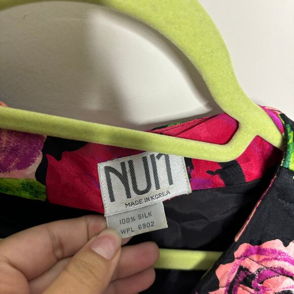 Nuit Black Floral Silk Cropped Vintage Bolero Jacket Sz M - Picture 5 of 10